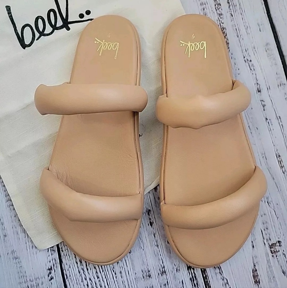 BEEK Leather Pintail Handmade Double Band Sandals Slide Size 9 NEW NIB - Picture 3 of 8